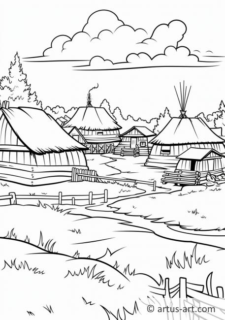 Kızılderili Köyü Boyama Sayfası